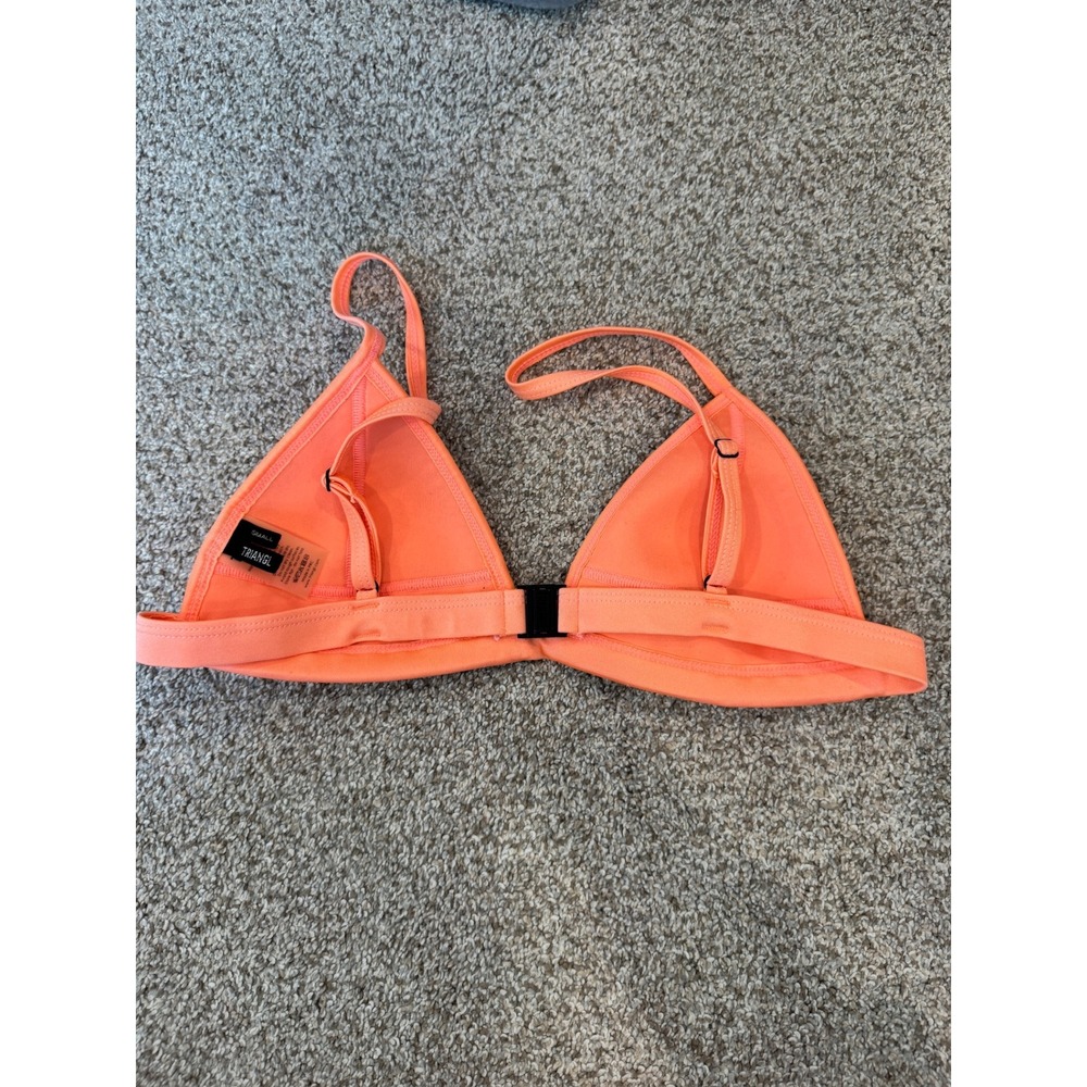 Triangl Neon Orange Neoprene Crochet Triangle Bikini Top Small